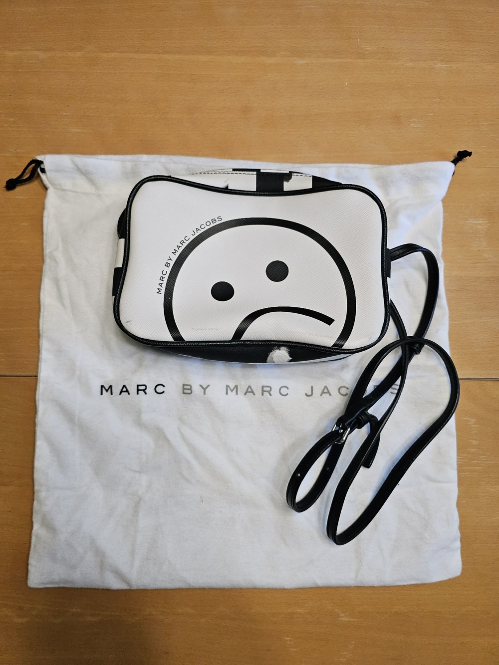 Marc by Marc Jacobs White and Black Sally Unsmiley Crossbody Bag
